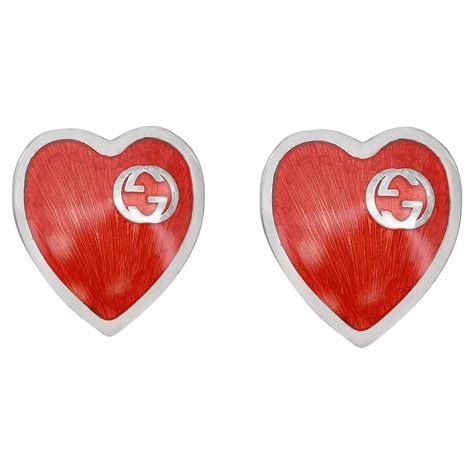 gucci love heart earrings|Gucci enamel heart stud earrings.